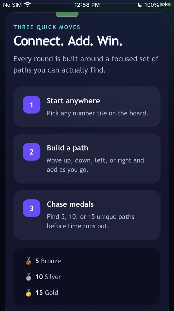 Zummando tutorial explaining how to start, build a path, and chase medals