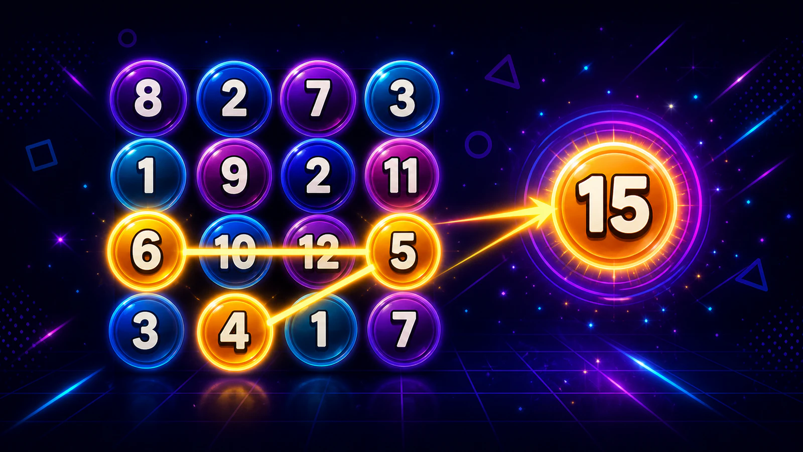 Zummando Trios artwork with three numbers adding up to 15